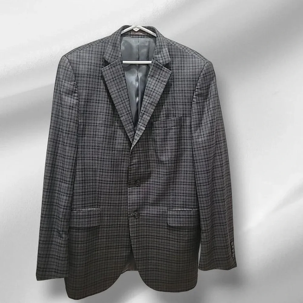 Peter Millar Sport Coat Suit Jacket Plaid Union Made Canada Size 42T